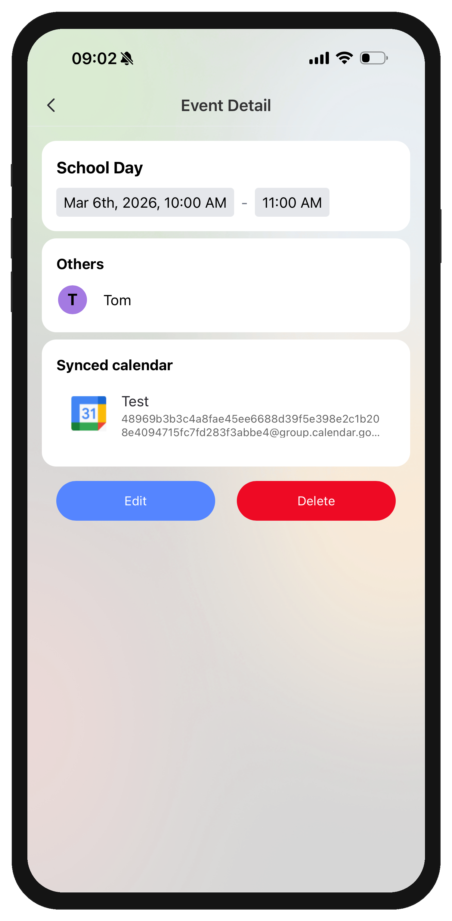 Open event and press Edit