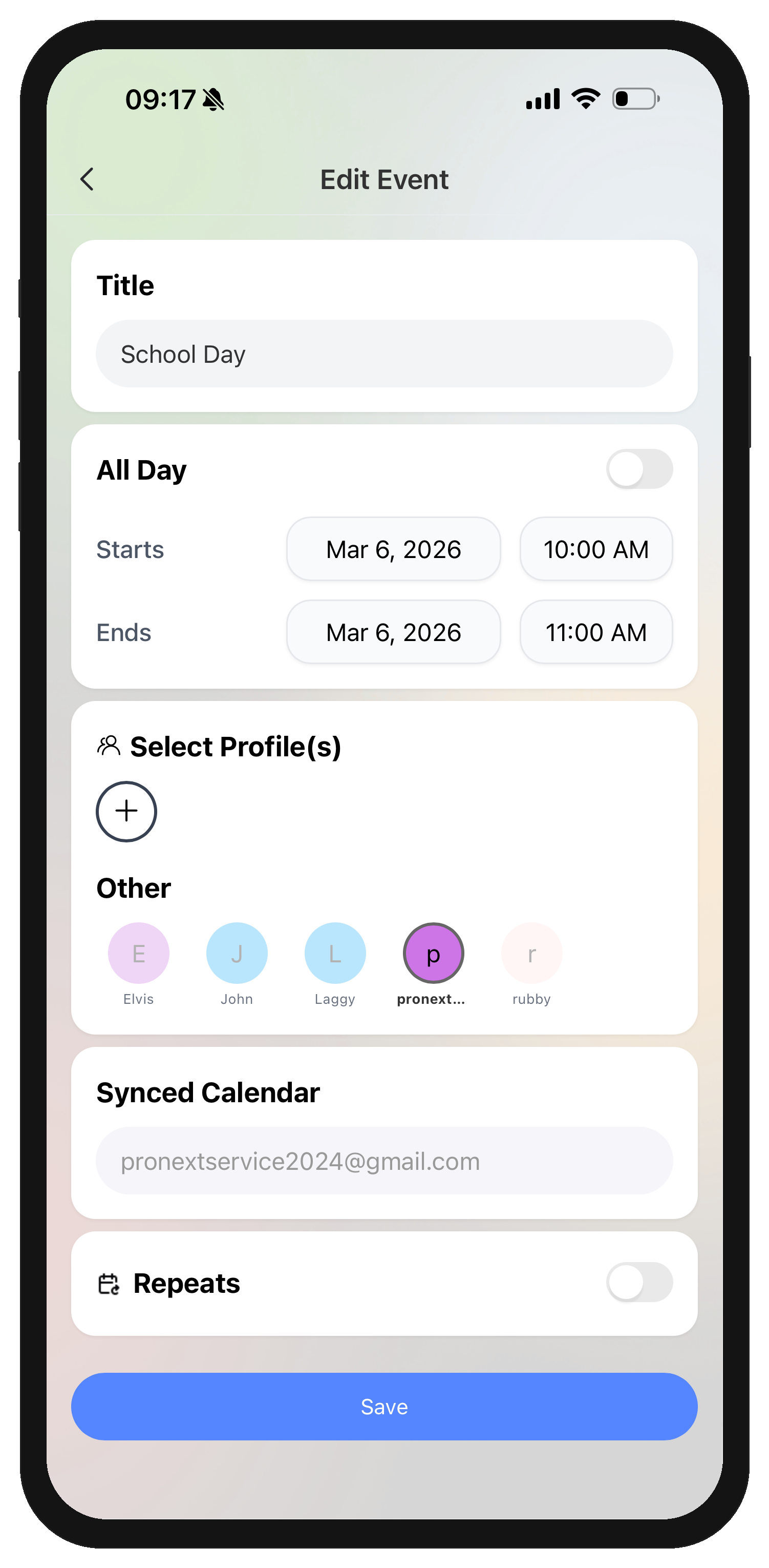 Edit details and save