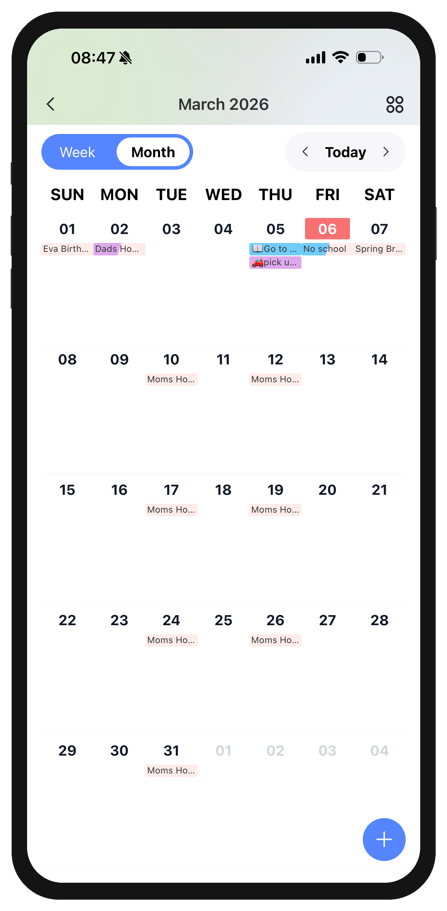 Month view with event details