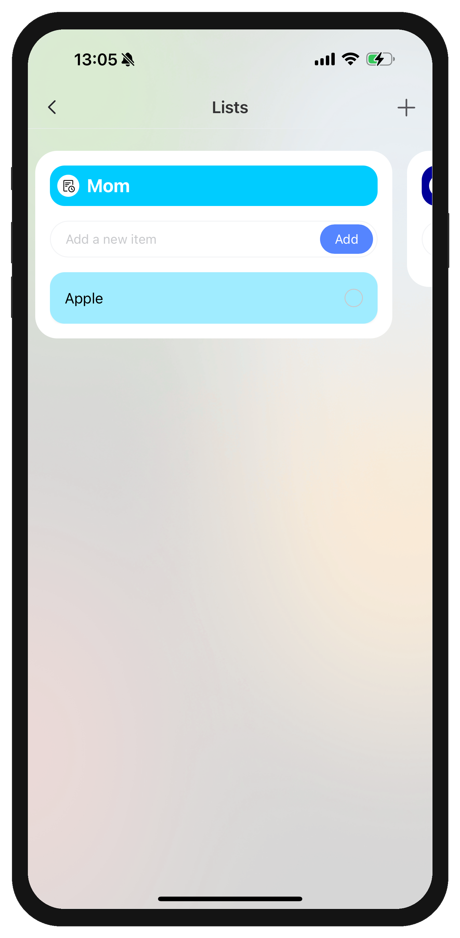 Enter item and press Add