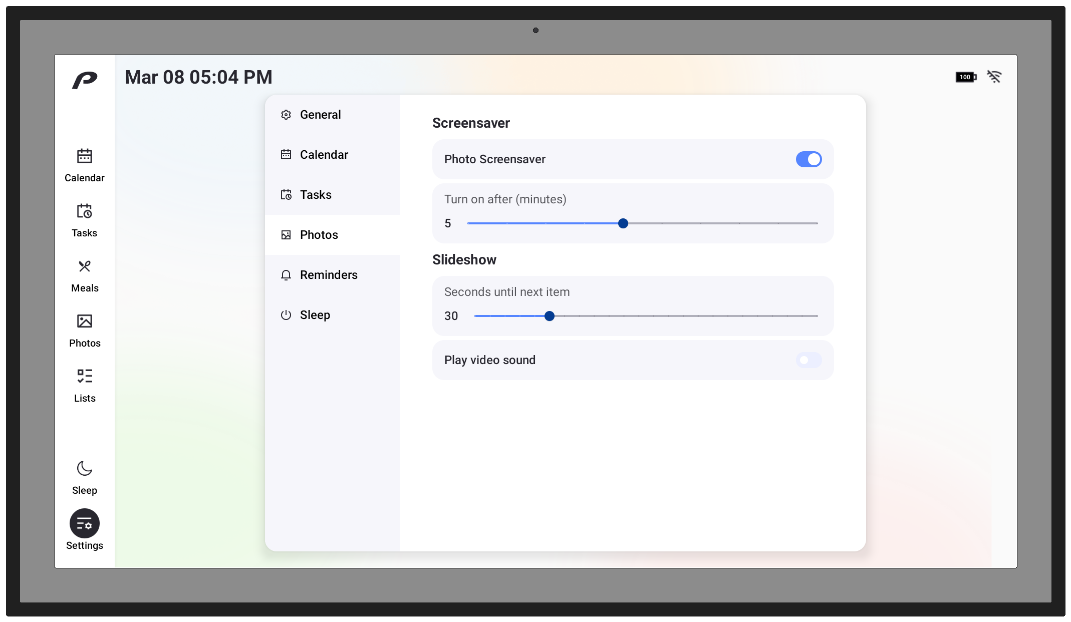 Photo Screensaver Settings